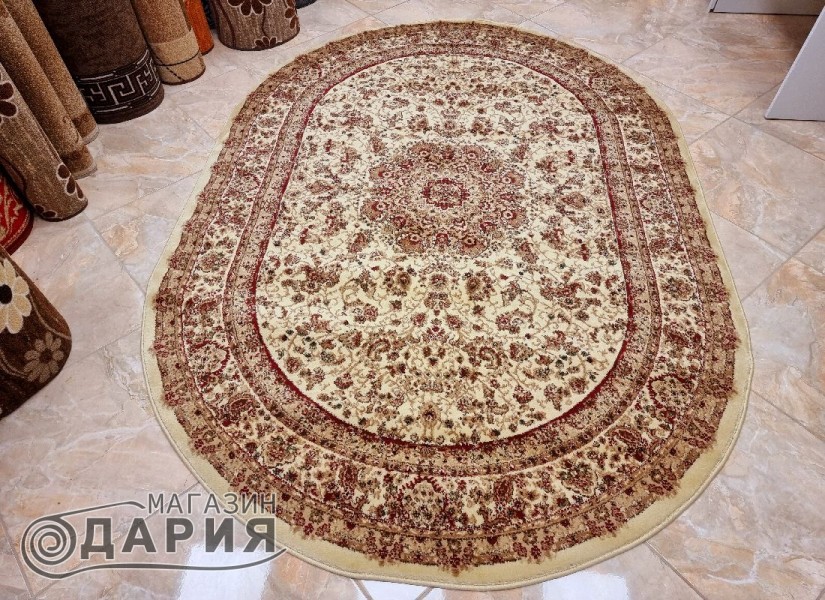 Тъкан персийски килим Blue stones 2538 cream елипса